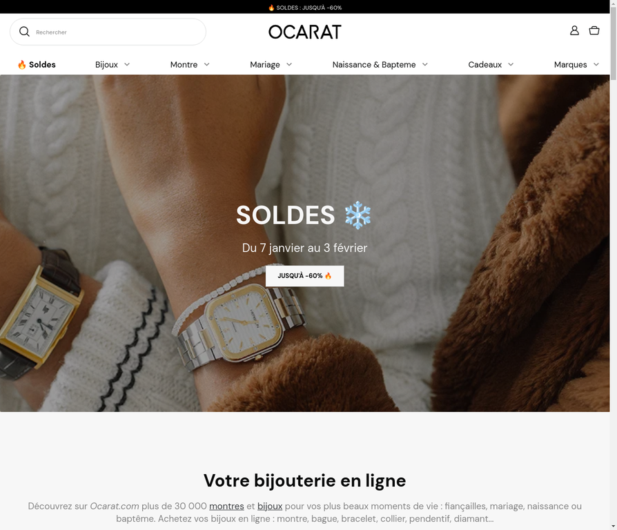 Site e-commerce Ocarat sous PrestaShop